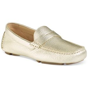 NWT Cole Haan Trillby Leather Driver, Soft Gold